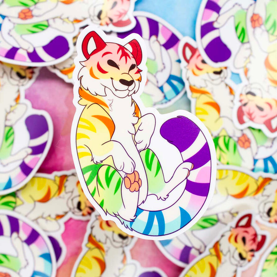 Rainbow Tiger STicker Rainbow Tiger STicker