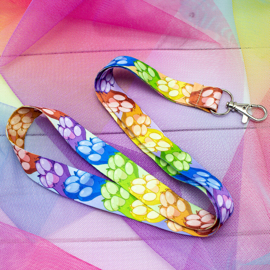 Rainbow Paw Pride Lanyard